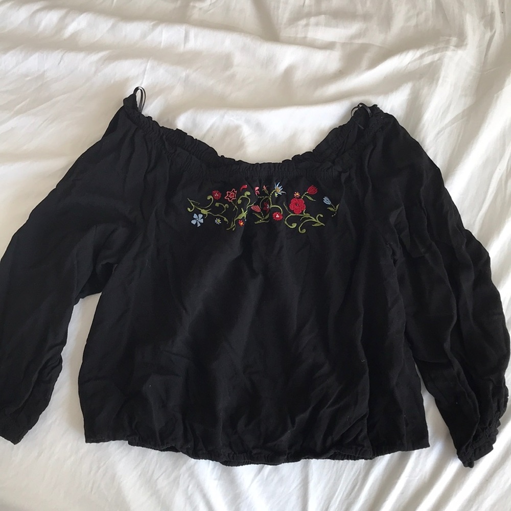 Cropped off the shoulder top